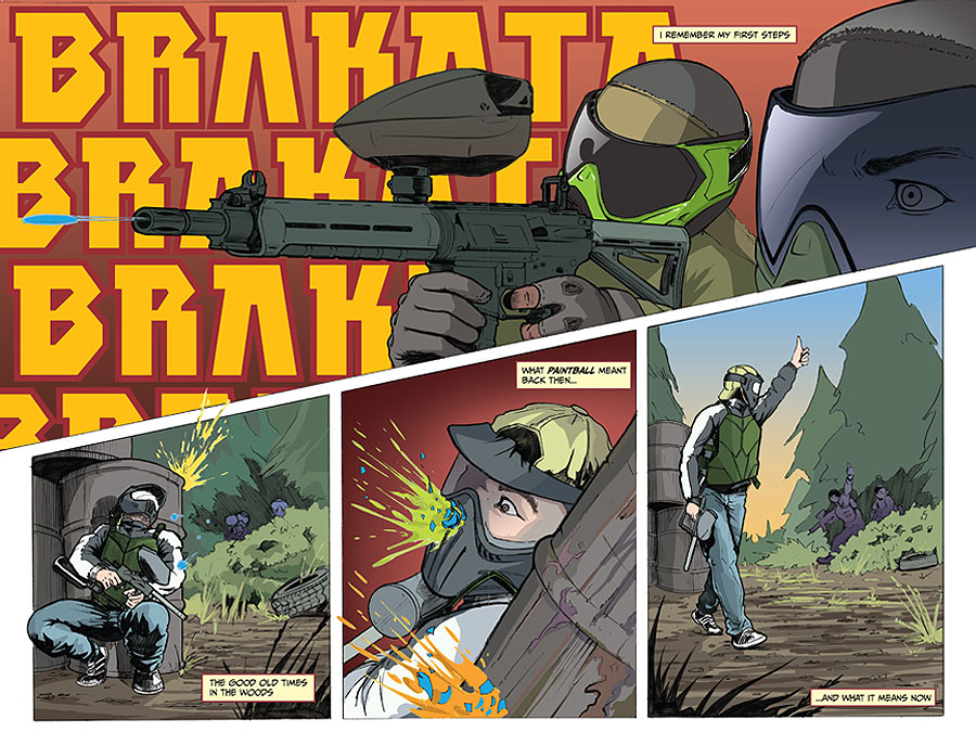 bunkered paintball comic book spread