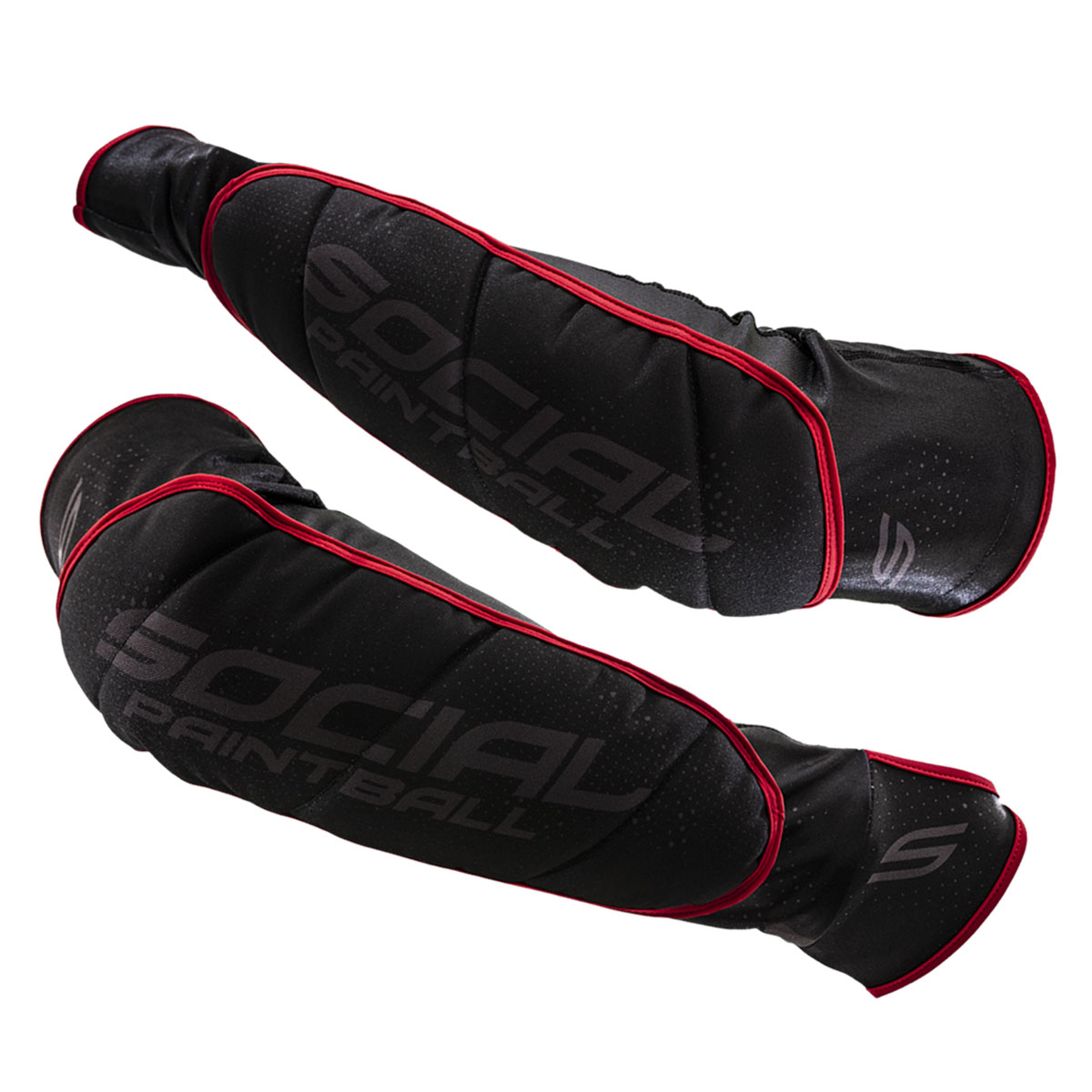 SMPL Paintball Elbow/Arm Pads, Black Red - Social Paintball