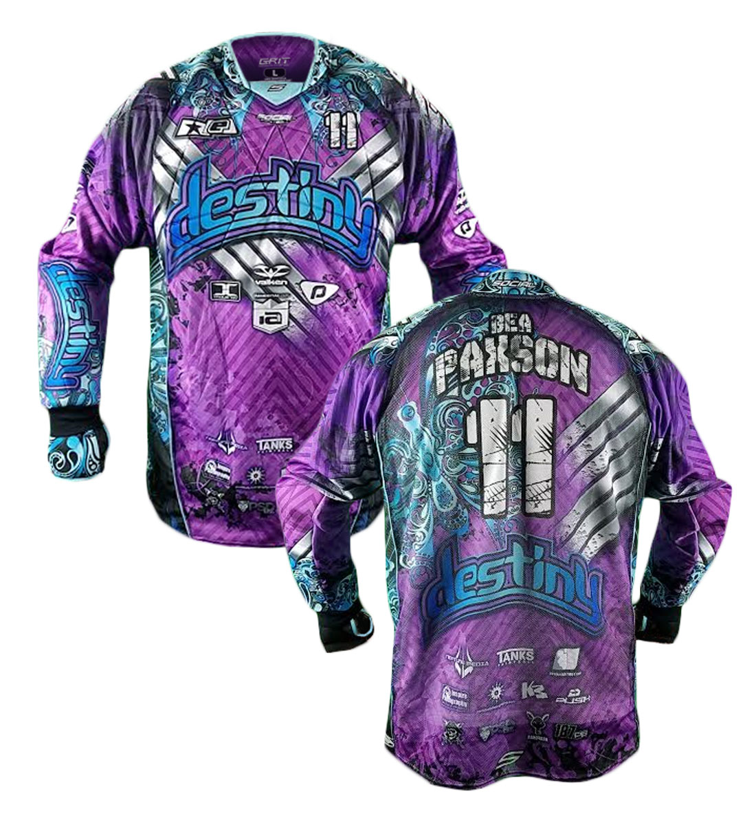 purple and teal jersey